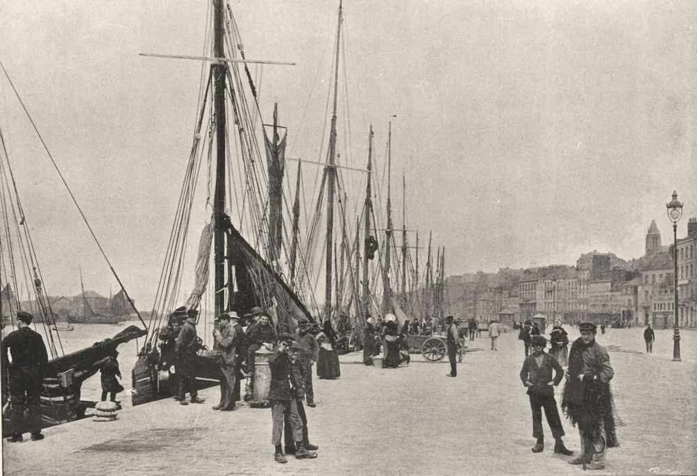 PAS- DE- CALAIS. Boulogne- sur- mer. Quai Gambetta 1895 old antique print